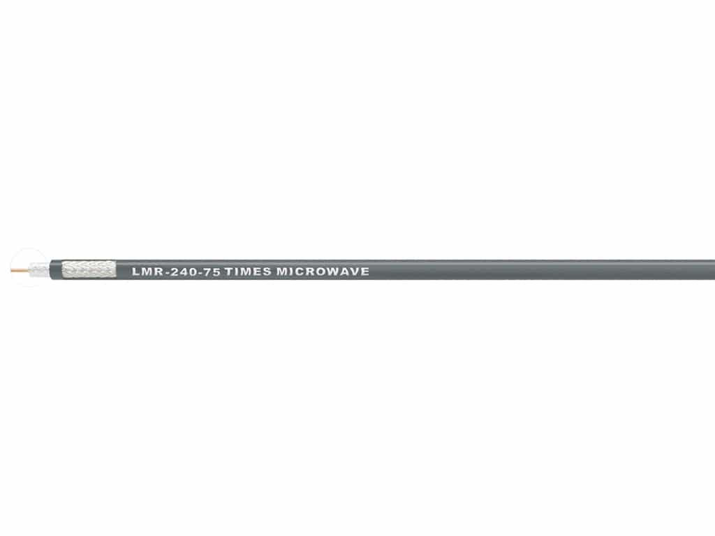 75 Ohms standard UV Resistant Polyethylene jacketed LMR-240-75 cable designed for 20-year service outdoor use.