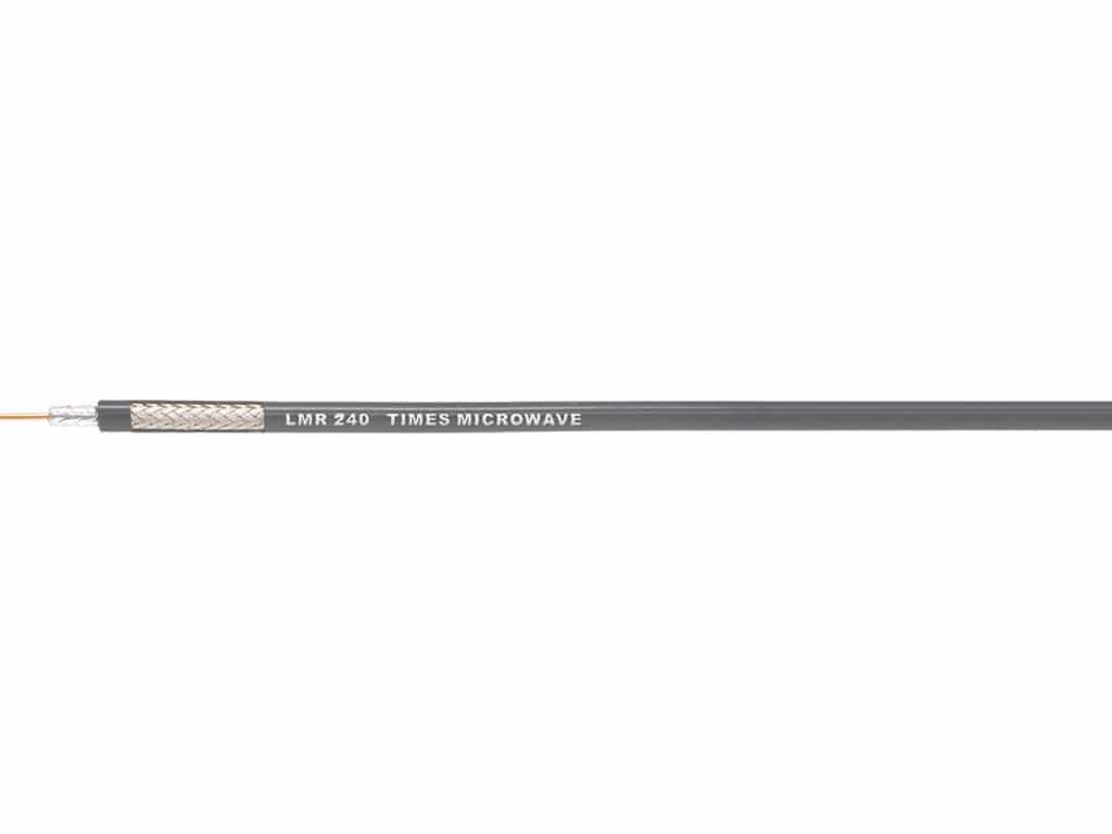 50 Ohms LMR-240-DB coax cable for Direct Burial with UV Resistant jacket and watertight braids.