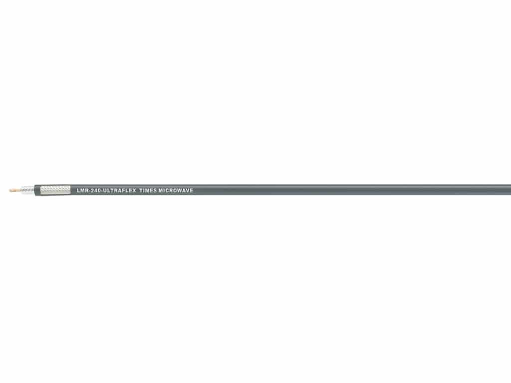 50 Ohms LMR-240 coax cable with a stranded center conductor. Perfect for applications requiring multiple bending/flexing cycles.