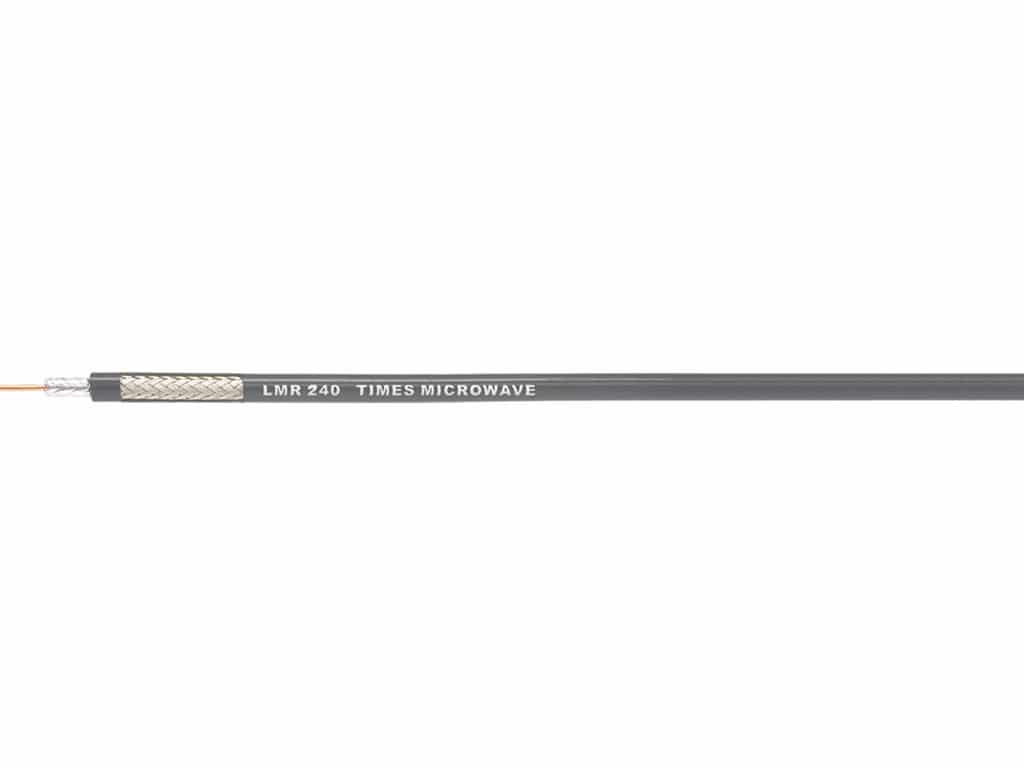 50 Ohms LMR-240 coax cable with UV and weather-resistant jacket. Great for antenna feeder jumper assemblies.