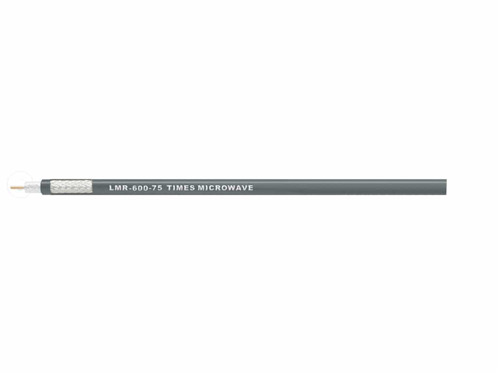 UV Resistant Polyethylene jacketed LMR-600-75 cable designed for 20-year service outdoor use.